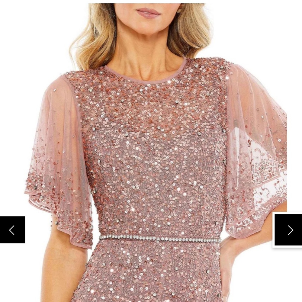 Mac Duggal Blush Sequin Midi Dress